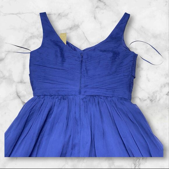 J Crew Heidi Dress Size 4 100% Silk Chiffon A-line V Neck Style 93100 - Picture 13 of 16